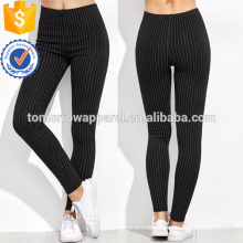 Black High Waist Vertical Striped Leggings OEM/ODM Manufacture Wholesale Fashion Women Apparel (TA7034L)